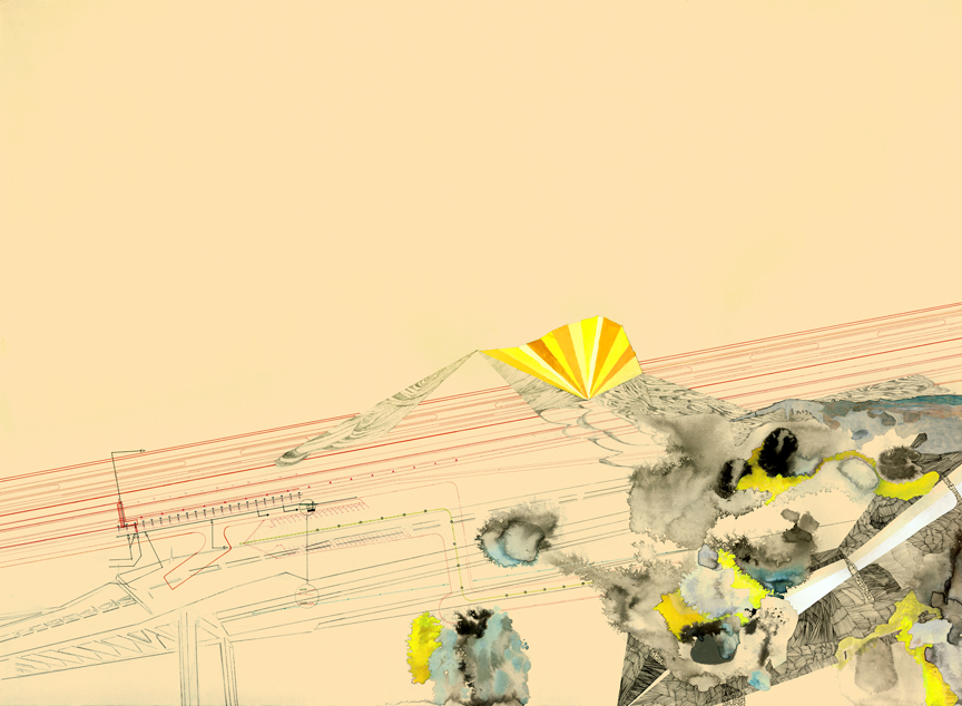 Hughen/Starkweather, Path, Ink, gouache, and pencil on paper, 30x 40 inches, 2011