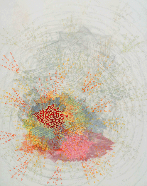 Transmogrify , ink, graphite, and acrylic paint on drafting film, 30"x40", 2008