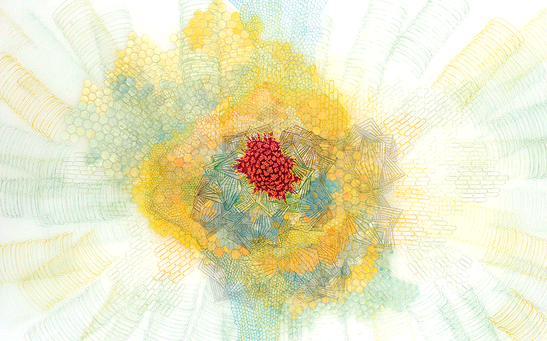 Feastory, Ink, graphite, and acrylic paint on drafting film, 56 x 36 inches, 2007