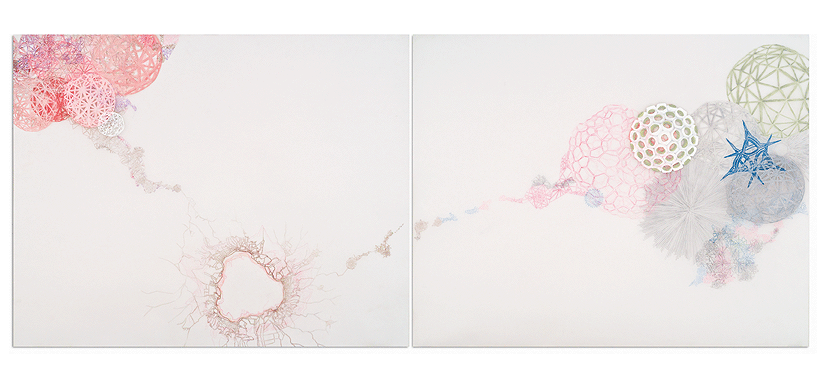 Neurodevelopmental Disruption , Acrylic paint and pencil on drafting film, 42x108", 2010