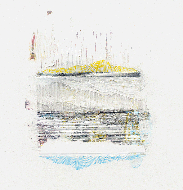 Amanda Hughen, Cluster Sediment , ink and pencil on paper, 14x8", 2004