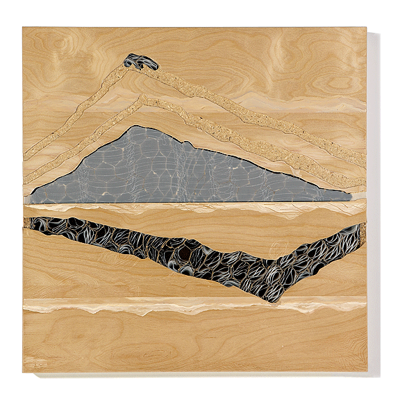 Amanda Hughen, untitled, mylar, acrylic paint, and IKEA LACK tabletop, 30x30 inches, 2005