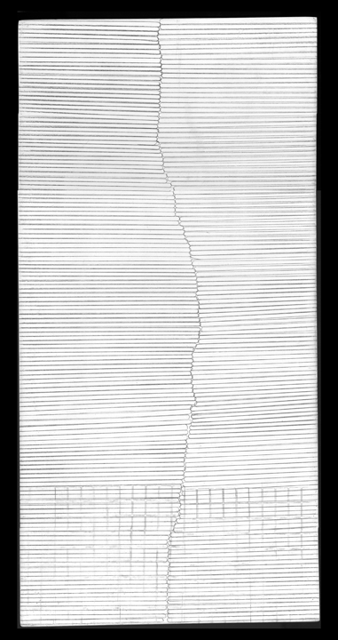 Amanda Hughen, untitled , pencil and acrylic paint on wood panel, 16x7", 1999