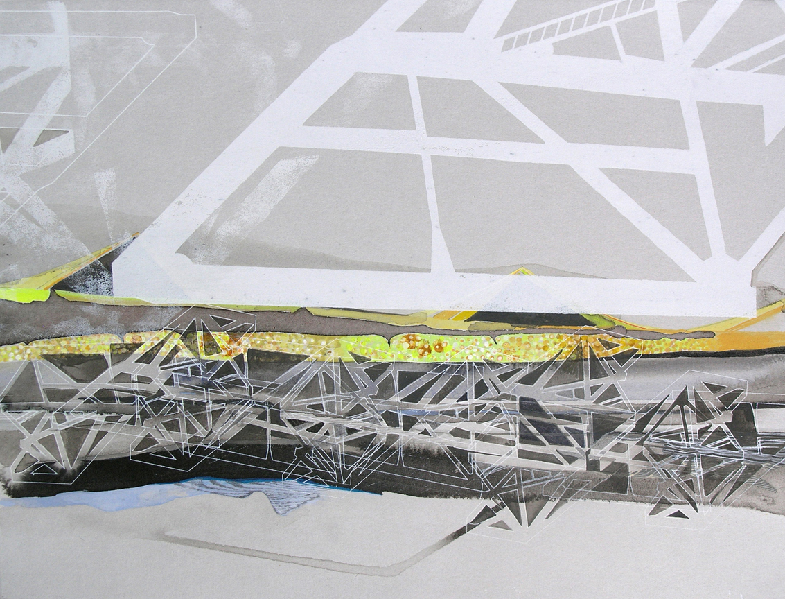 Hughen/Starkweather, Requiem 12 (from the Bay Bridge Project), Gouache, pencil, and ink on paper, 9.25"h x 12"w, 2013