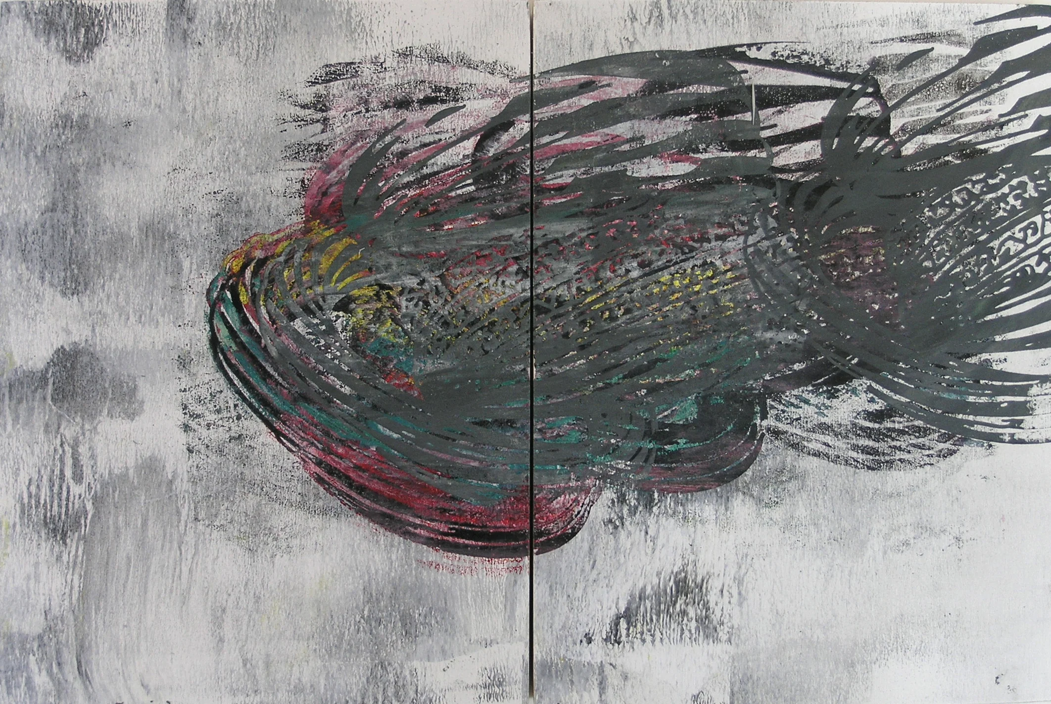 010615A1A2 Afghan (from the Associated Press series), 12x18 inches, ink and acrylic paint on wood panels (diptych), 2015