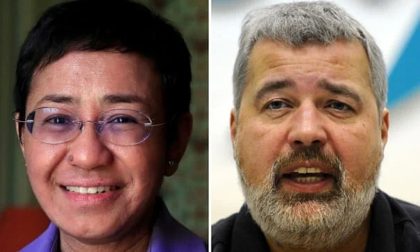Filipina and Russian given 2021 award as organisers warn of threat to independent media worldwide