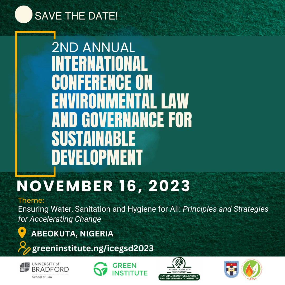 INTERNATIONAL CONFERENCE ON ENVIRONMENTAL LAW AND GOVERNANCE FOR SUSTAINABLE DEVELOPMENT