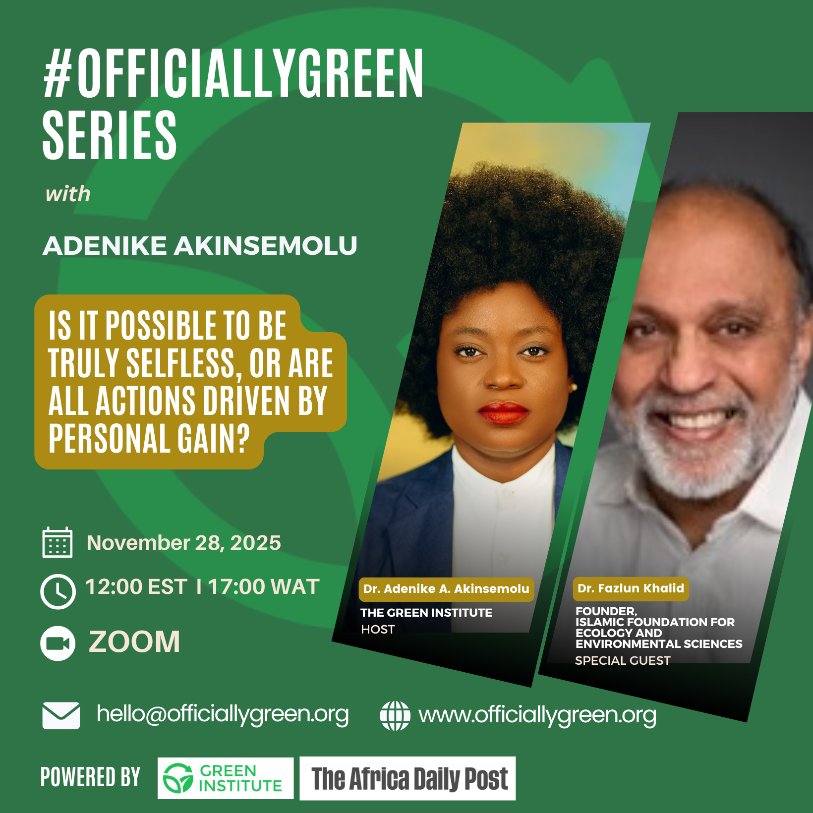 #OfficiallyGreen Webinar with Adenike Akinsemolu: November 28, 2025