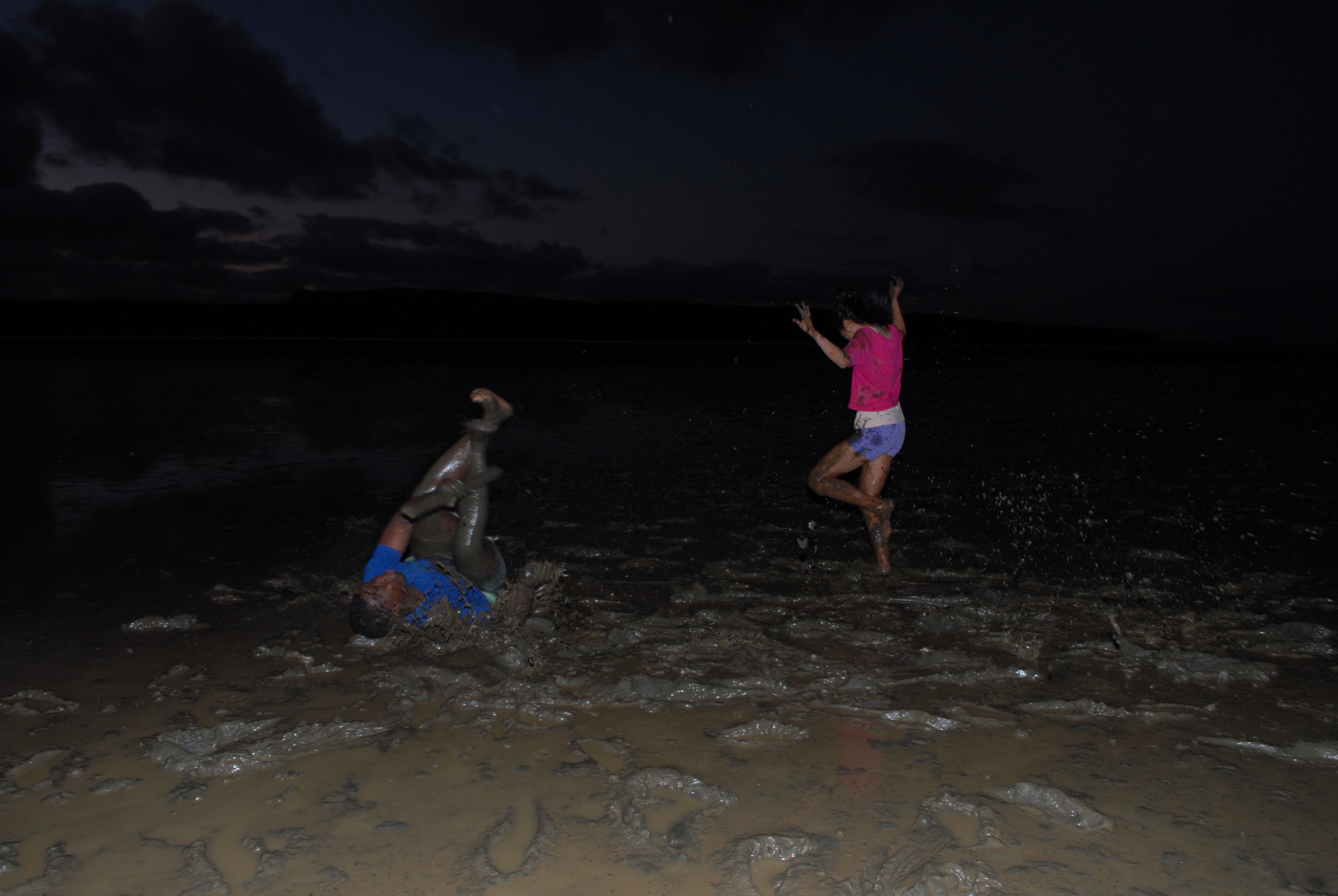   Mud rugby or mud sticks is a great game on low tide. (DBV)  