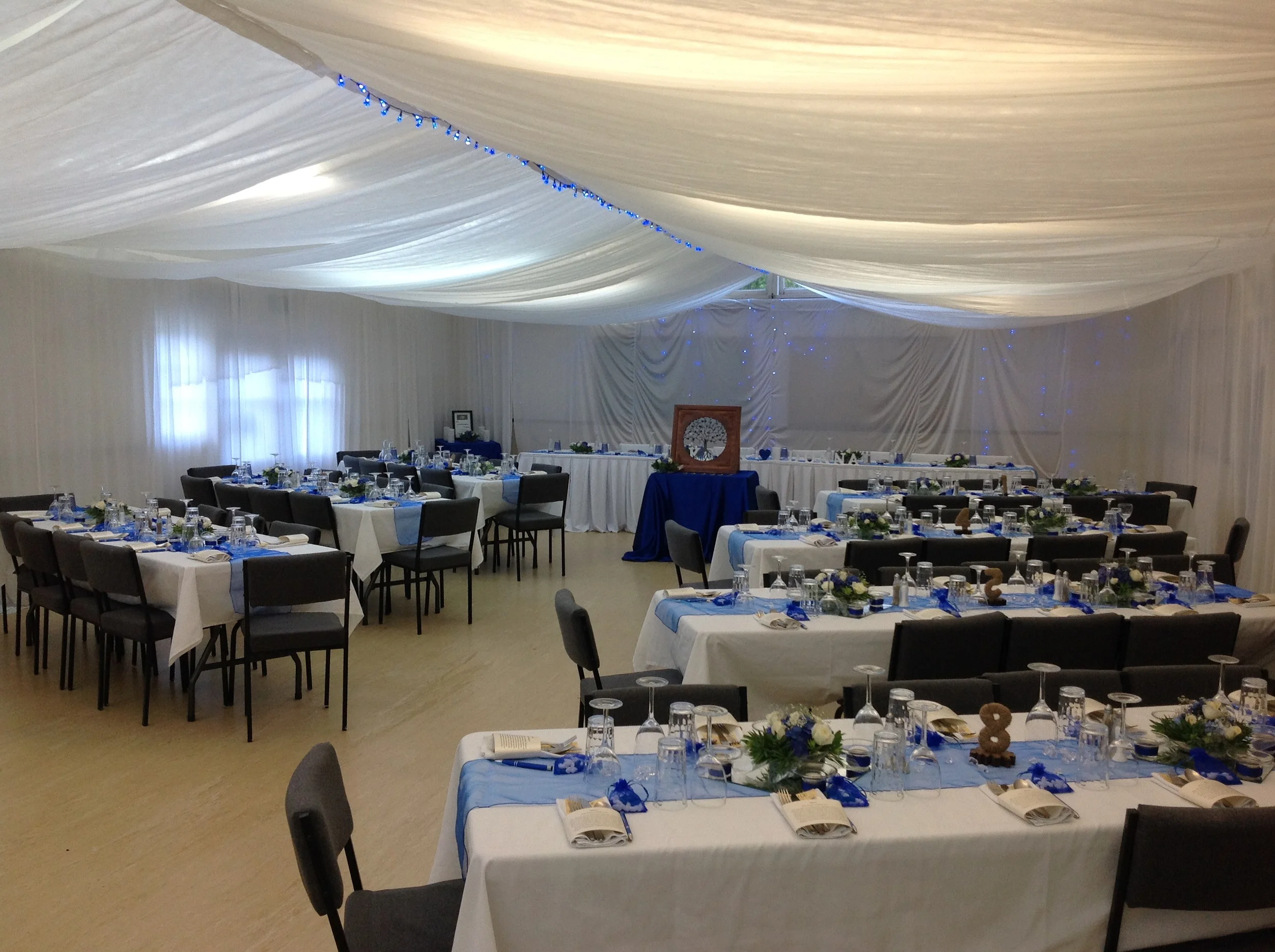 Available for Hire from the Community Hall 150 Chairs with covers; 20 Trestle tables; White or black tablecloths with napkins to match; Bain-maries; Sound system. Contact: Tania - 092329833, Maggie - 09 2329410, Lorraine - 09 2329923 Overall Camp cleaning services - $300 - 400. Phone Fiona Cruzac 027 493 6882 Hangings, lights, glasses and numerous other decorations can be hired from Christine Ramsey, 09 232 9619