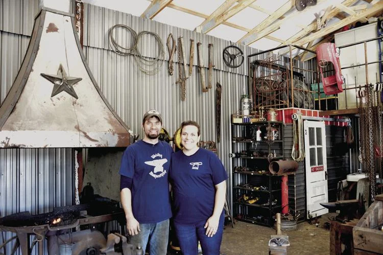 Danny and Katie Trenary at VinTin Blacksmith shop in Falling Waters, WV