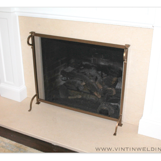 Fireplace Screen with Wrought Iron Handles