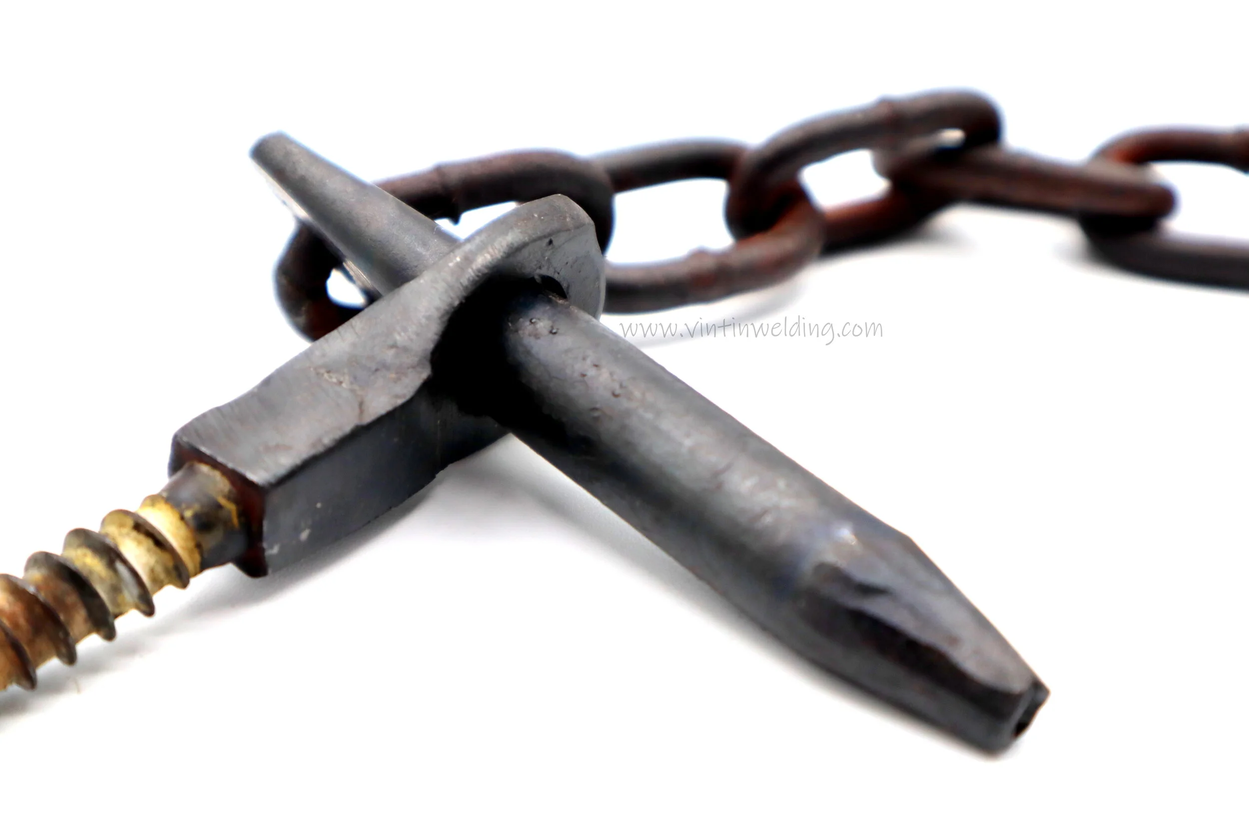 Hand Forged Iron "Peg and Eye" Latch Gate Hardware with Chain