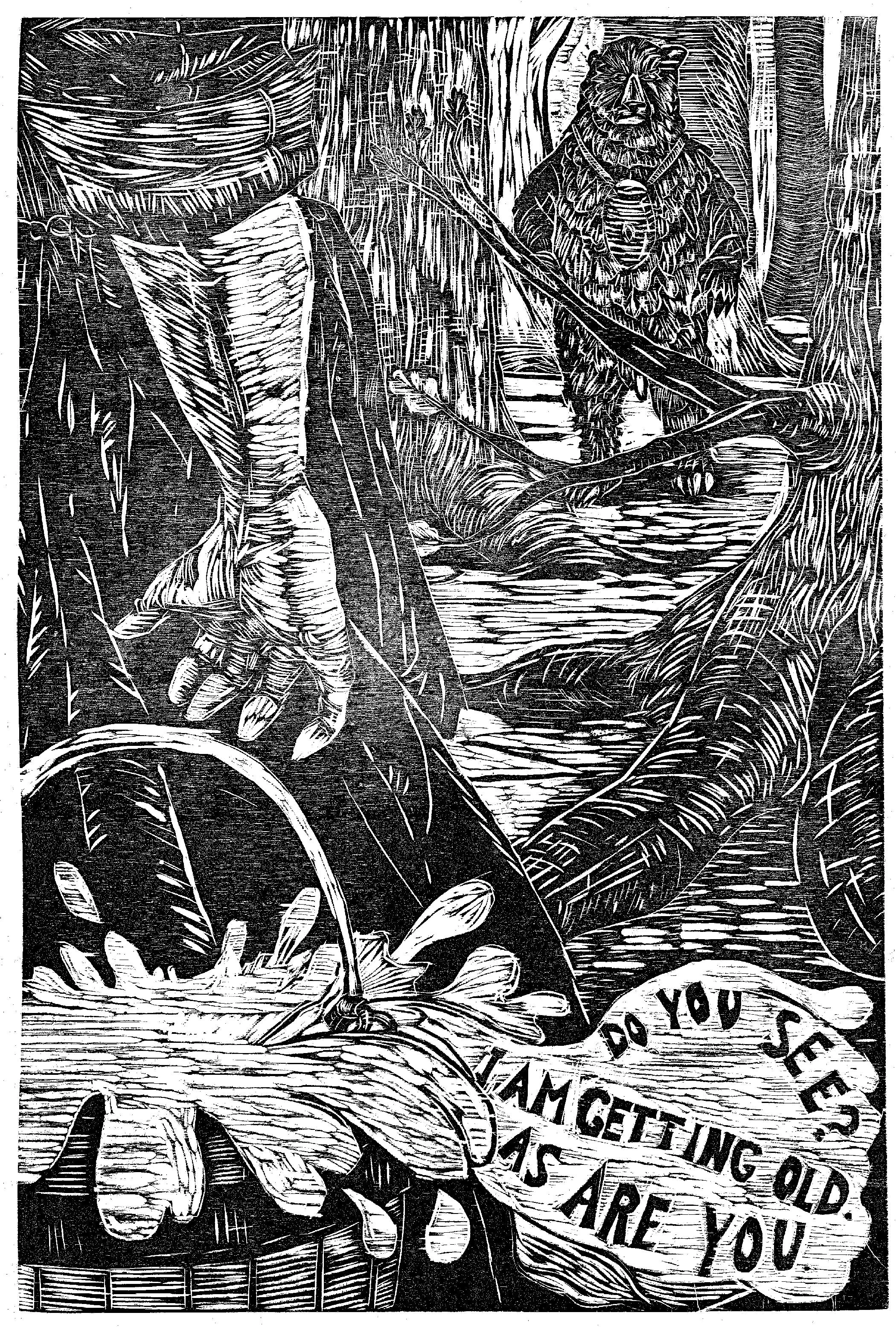 woodcut print on rice paper 20" x 30" 2013 edition of ten