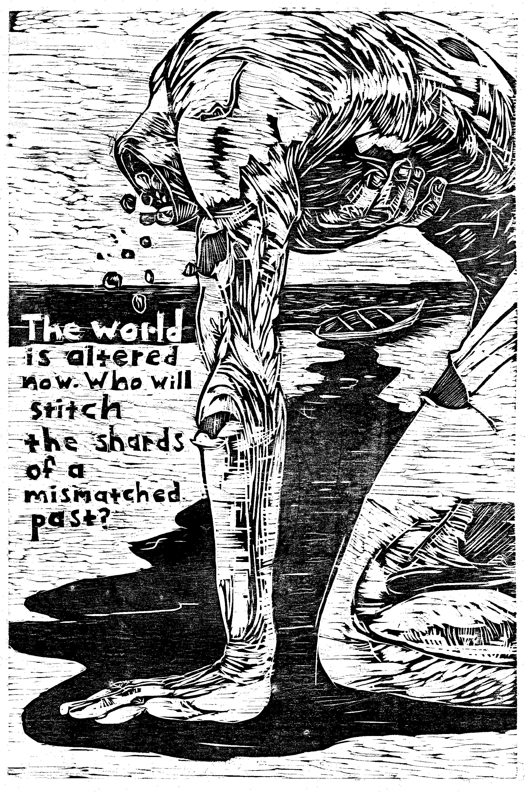 woodcut print on rice paper 20" x 30" 2013 edition of ten
