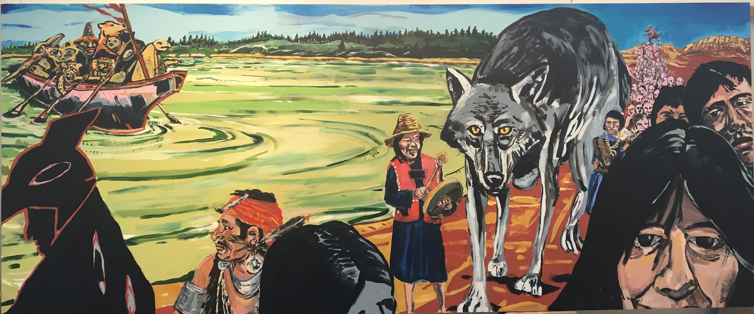 Emergence, 2018, 40 inches by 96 inches, acrylic on wood panel