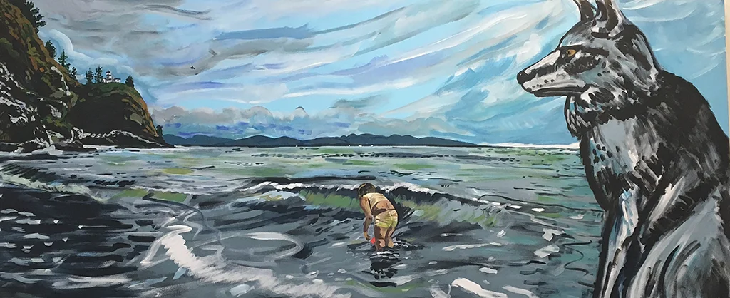 Cape Disappointment, 2018, 40 inches by 96 inches, acrylic on wood panel