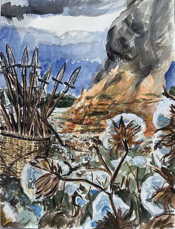 9. cotton field fire and basket of pikes.jpg