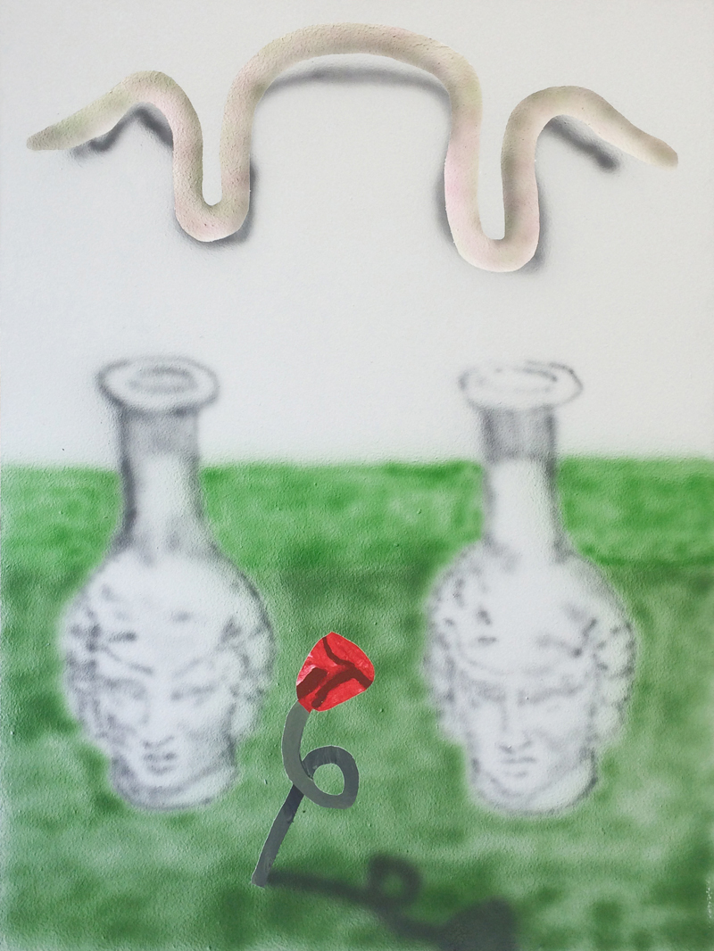 Daniel Long, Thirsty , 2015, acrylic and Flashe on panel, 48 x 36″