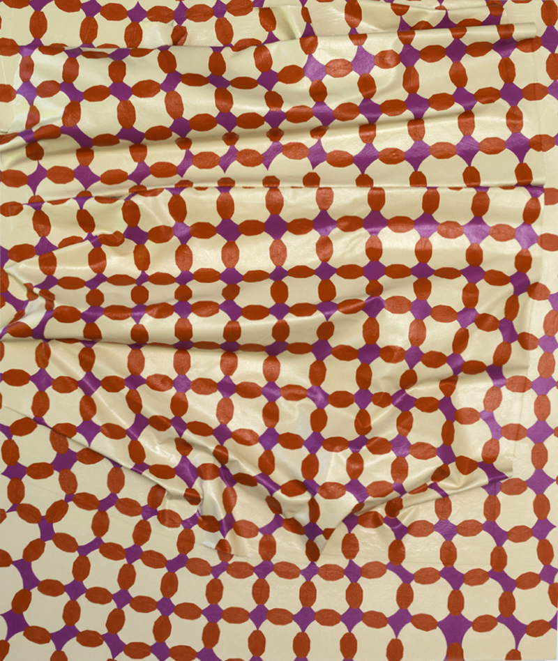 Pink, Red, Wrinkled, and Stuffed , 2015, oil on canvas, 60 x 50”