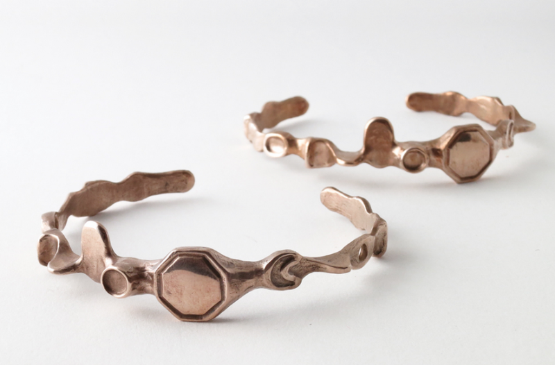 Sea of Vapors cuff by St Eloy, hand carved in wax then cast in bronze