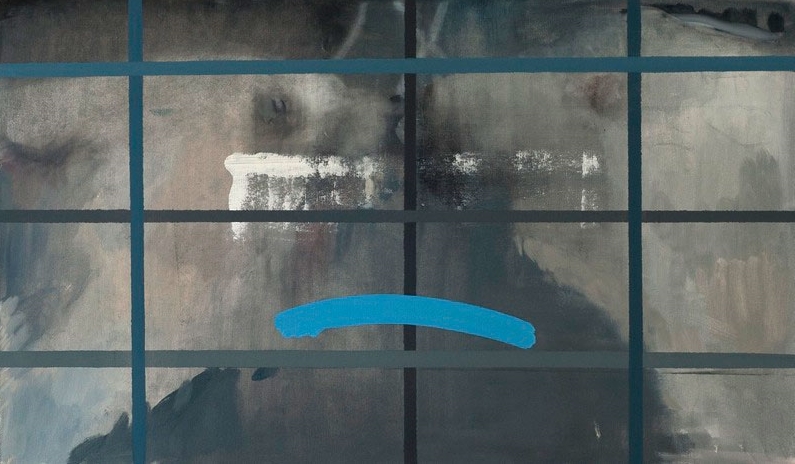 Two Bears Fighting on Thinning Ice , 2013, oil on canvas, 24 x 32”