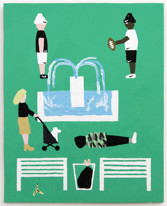 Dog Stroller, 2015, acrylic on wood, 15 x 12"