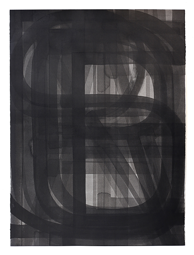 Pat Boas, Three Triangles and Three Colors , Sumi ink on paper, 2015, Courtesy of Elizabeth Leach Gallery