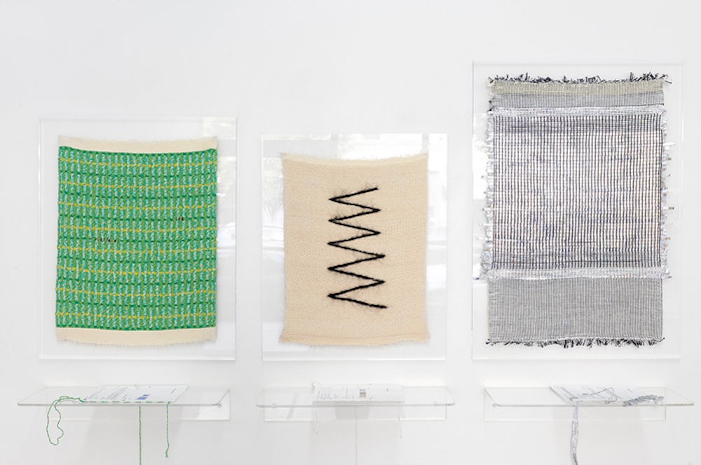 Francesca Capone's weavings on display in Writing in Threads