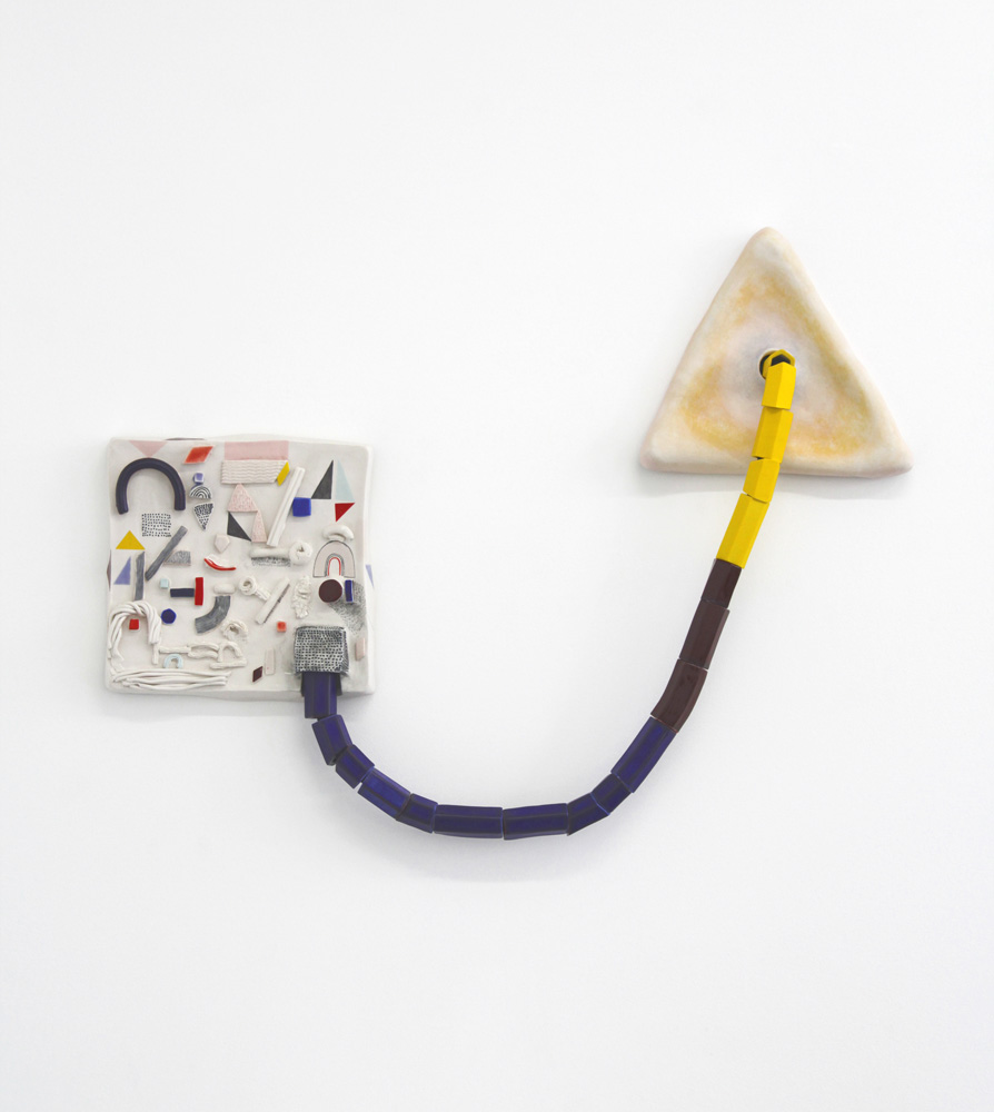 Emily Counts, Circuit Symbols , 2017, porcelain and nylon rope, 21 (h) x 28 x 2.5”