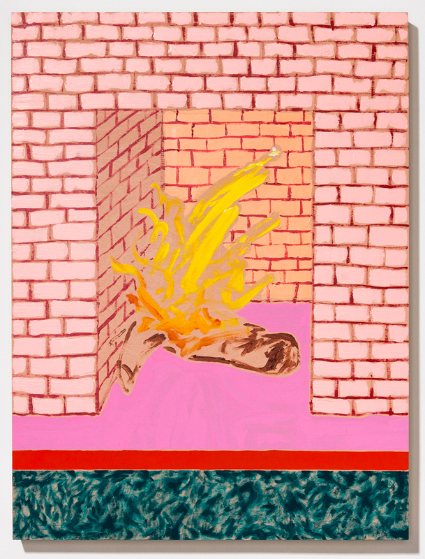 Fire, Place , 2017, acrylic, gouache, and Flashe on panel, 24 x 18"