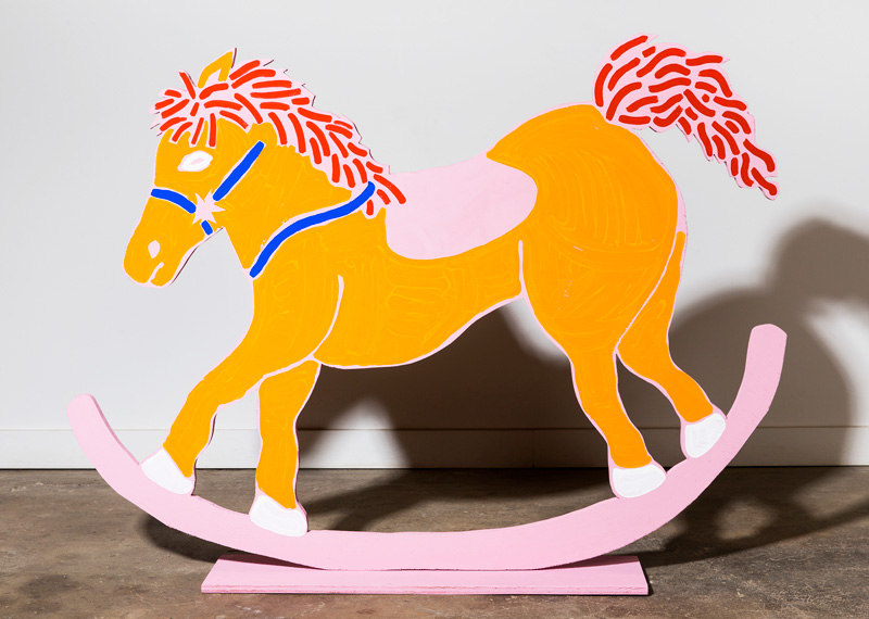 Thank You So Much for the Rocking Horse It Really Means a Lot to Us , 2017, acrylic, gouache, and Flashe on plywood cutout, 36 x 40 x 6"