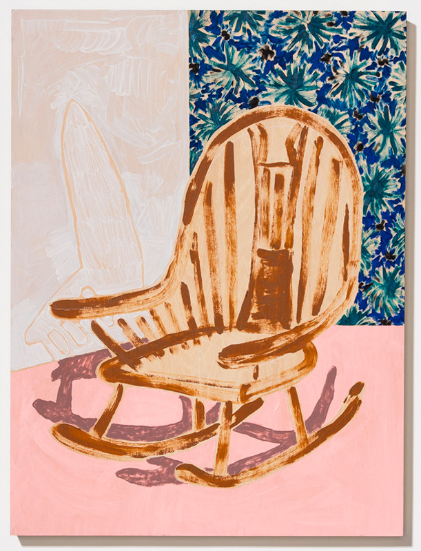 Designated Seat for Daydreaming , 2017, acrylic, gouache, and Flashe on panel, 24 x 18"