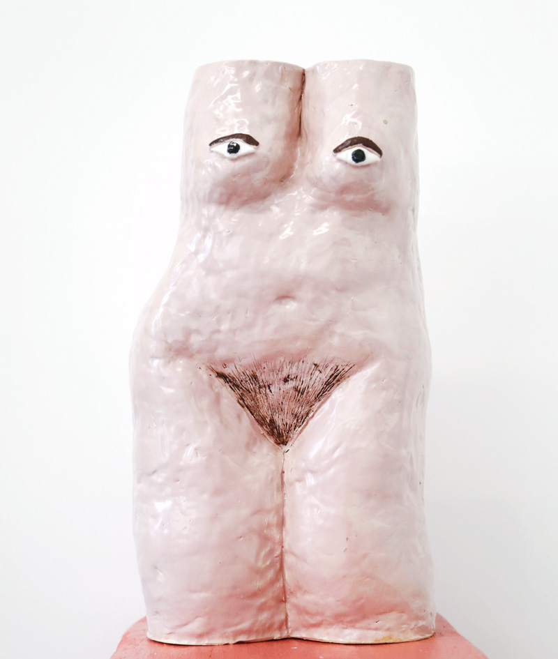Face Vase (Fem.) , 2017, glaze on clay, 18 x 19 x 9"