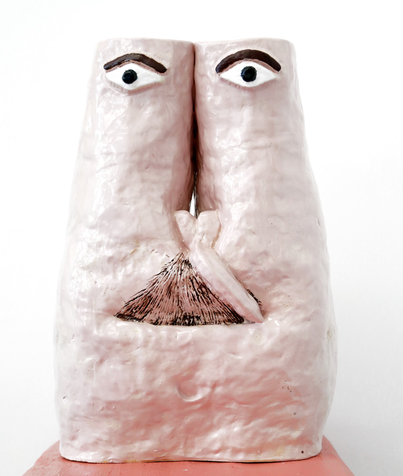 Face Vase (Masc.) , 2017, glaze on clay, 14.5 x 10.5 x 8"