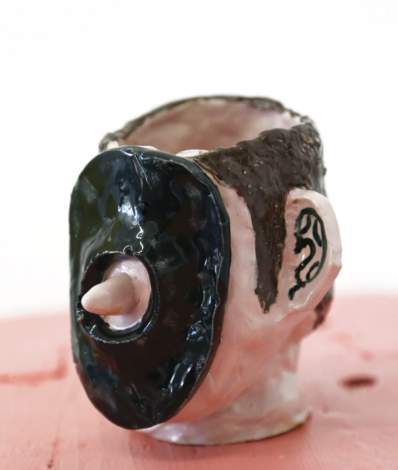 Penetration Vase (Mask) , 2017, glaze on clay, 4.5 x 4.5 x 5"