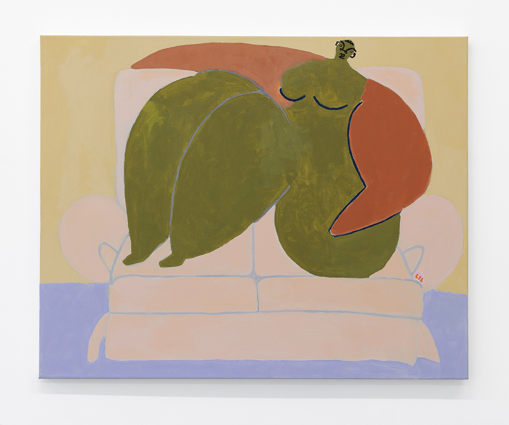 Lilian Martinez, Woman Reclined, 2018, acrylic on canvas, 30 x 24 inches.