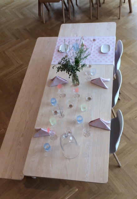 Pale table setting.