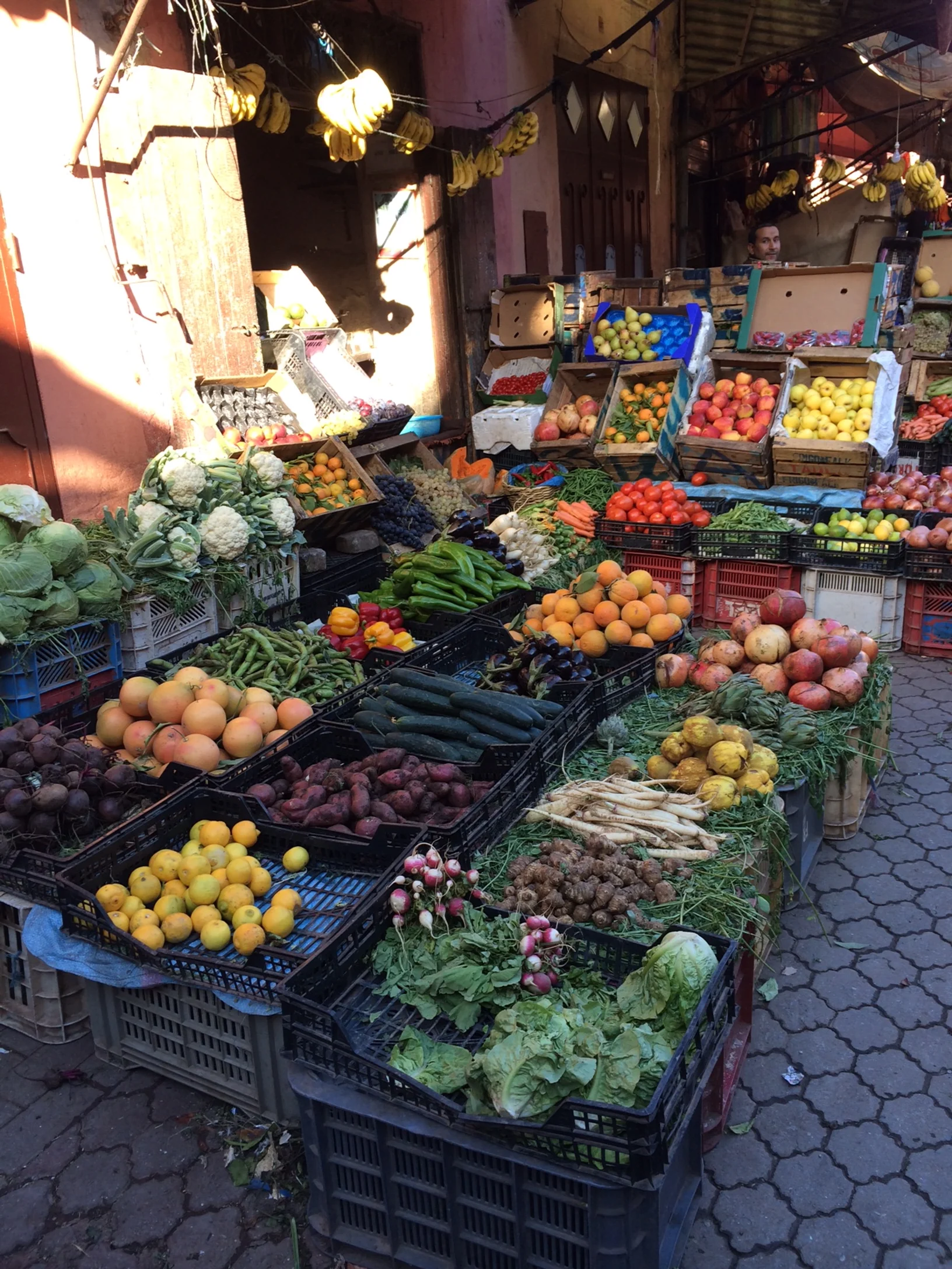 Colourful produce stands line the streets