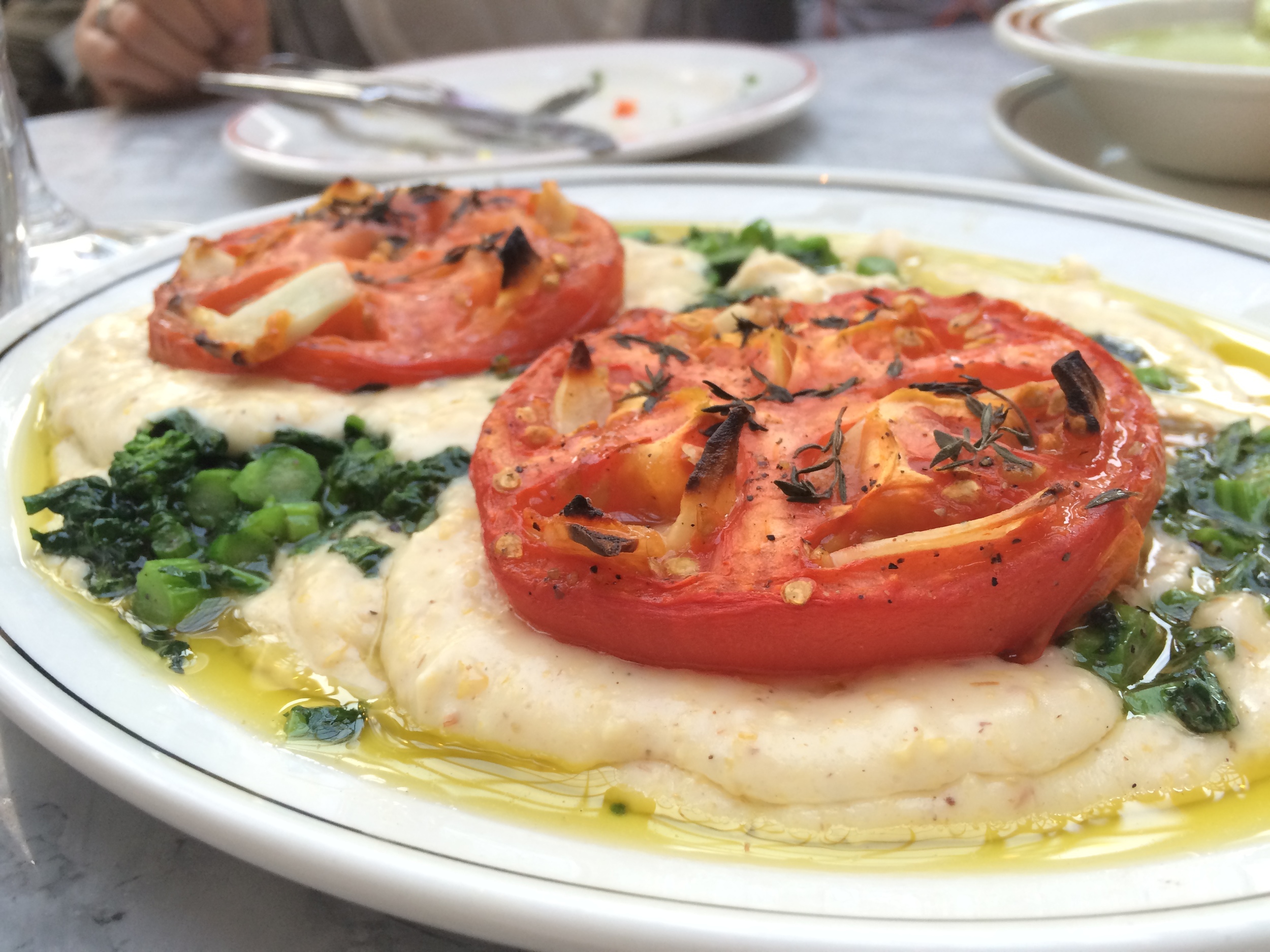 Charred tomatoes and polenta