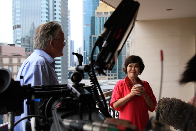   Andrew Caillard MW and celebrity TV talk show host Yue-Sai Kan, Shanghai  