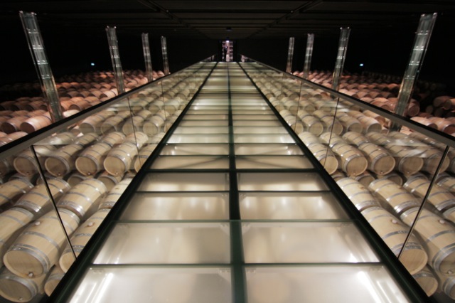   This is the futuristic barrel room at Chateau Cos d'Estournel in Bordeaux. It reminded of Stanley Kubrick’s ‘2001’ or something from Ridley Scott’s ‘Alien’. I fell in love with this location and feature it in the opening credits of the film.  &nbsp