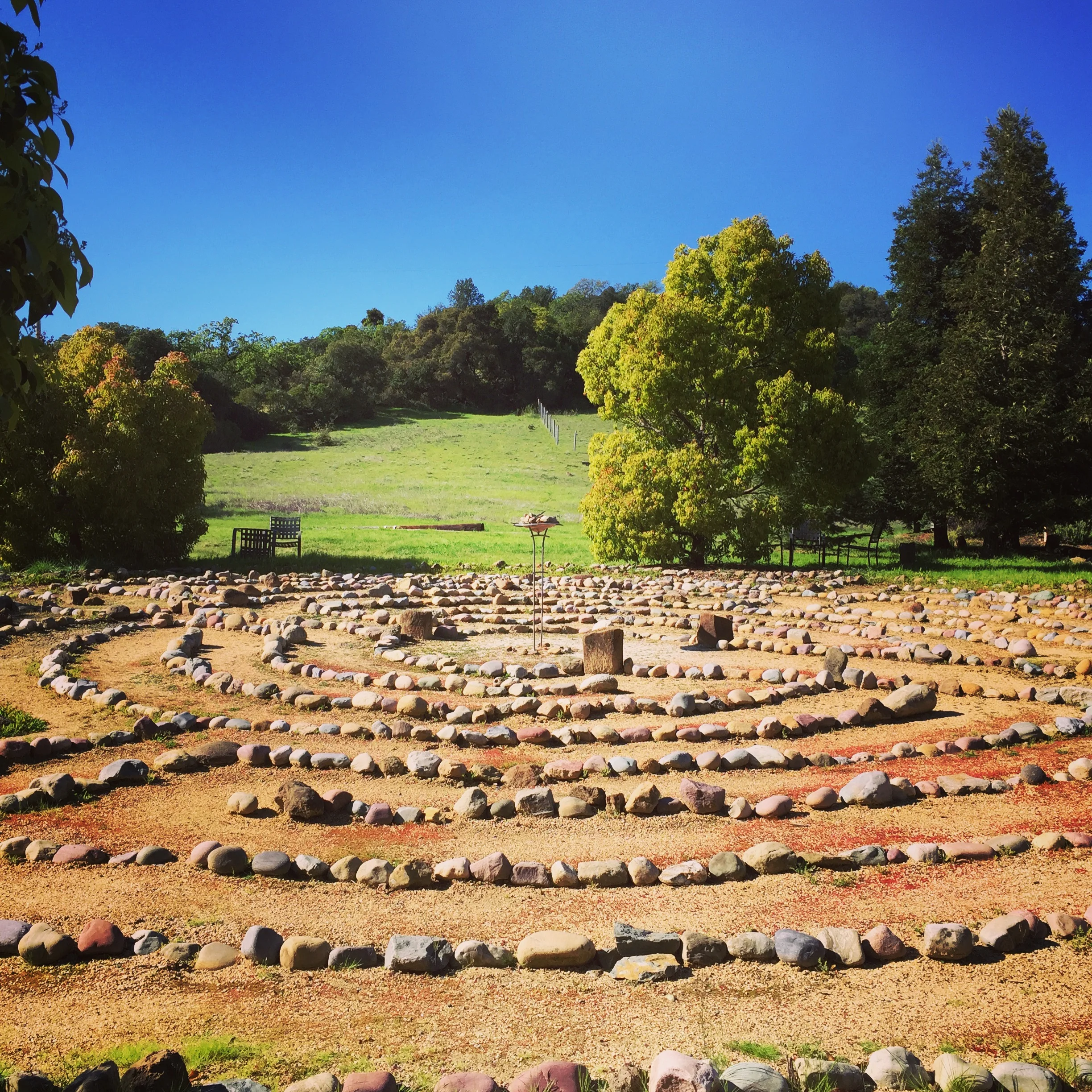 El laberinto de meditacion en el centro de retiro en Sonoma de mi programa de liderazgo. Fueron muchas las veces que lo camine.