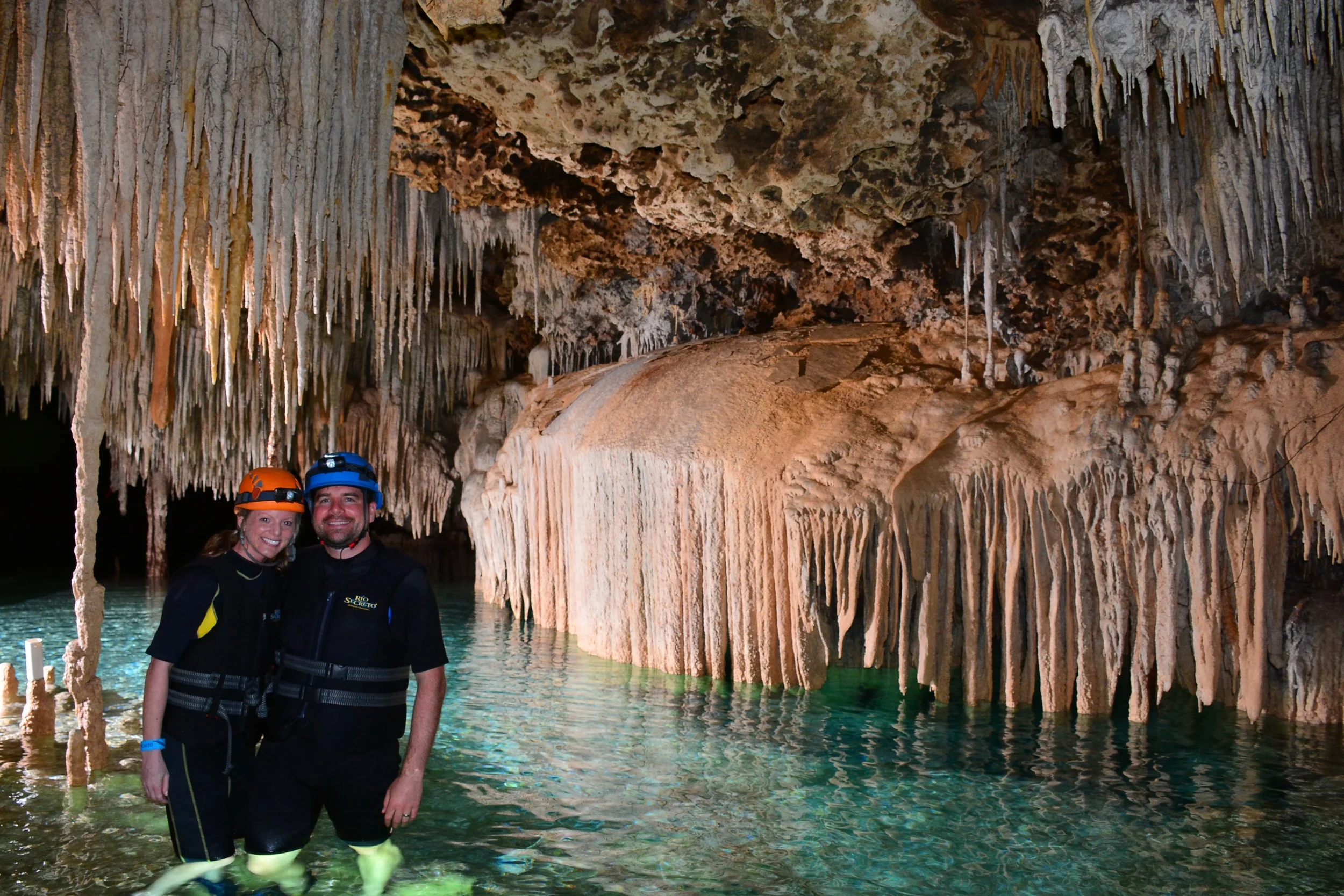 We visited a beautiful underwater Cenote - but they didn't let us take our camera inside so we're stuck with this VERY cheesy photo we paid for! Arg...