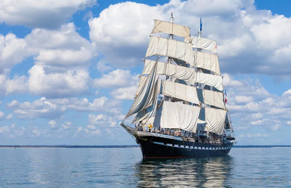 Barques have at least three masts and square sails on all masts Imagae Credit: WiseGeek