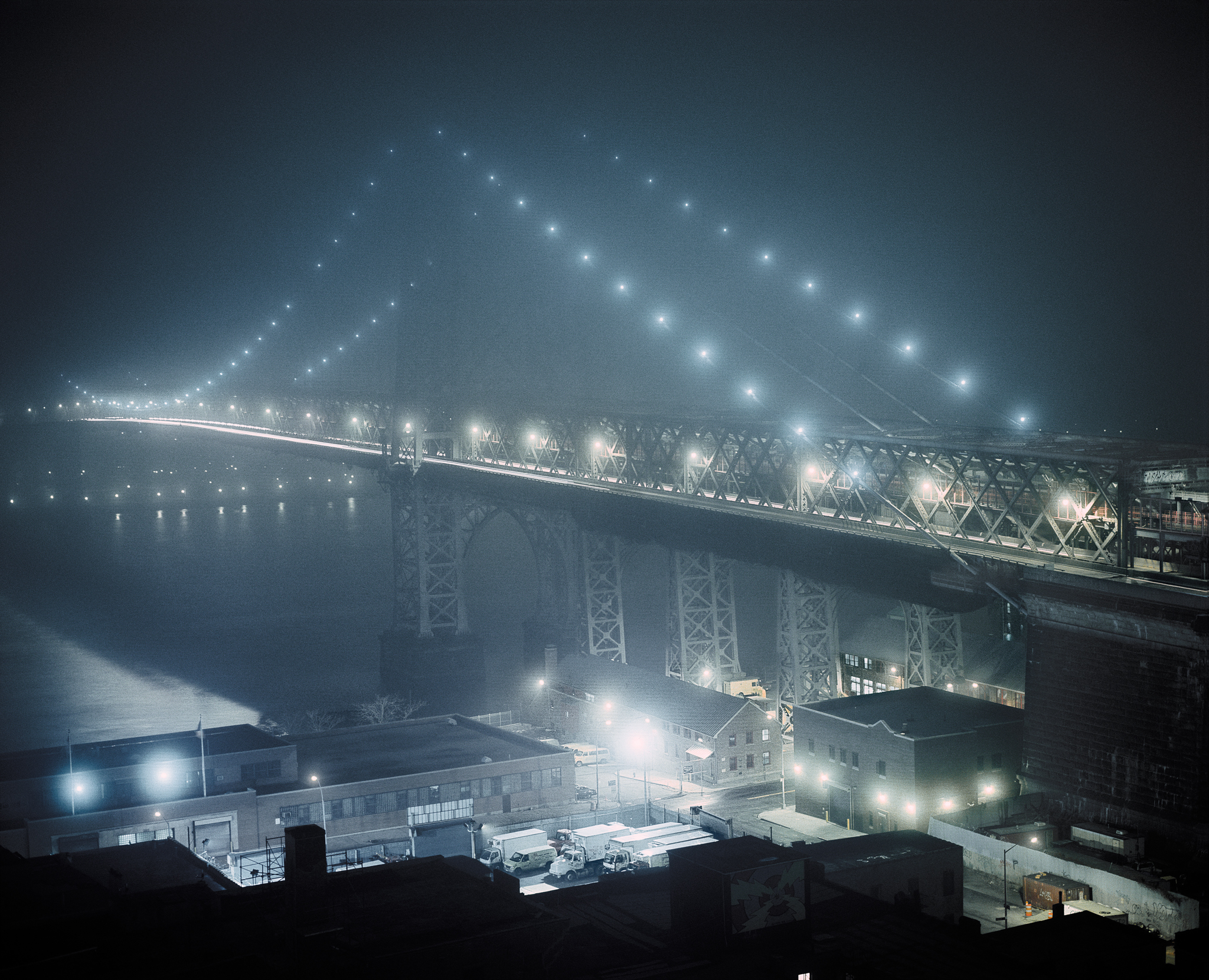 Williamsburg Bridge in fog, New York, 2000