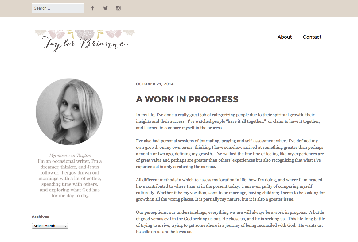 taylor brianne blog design