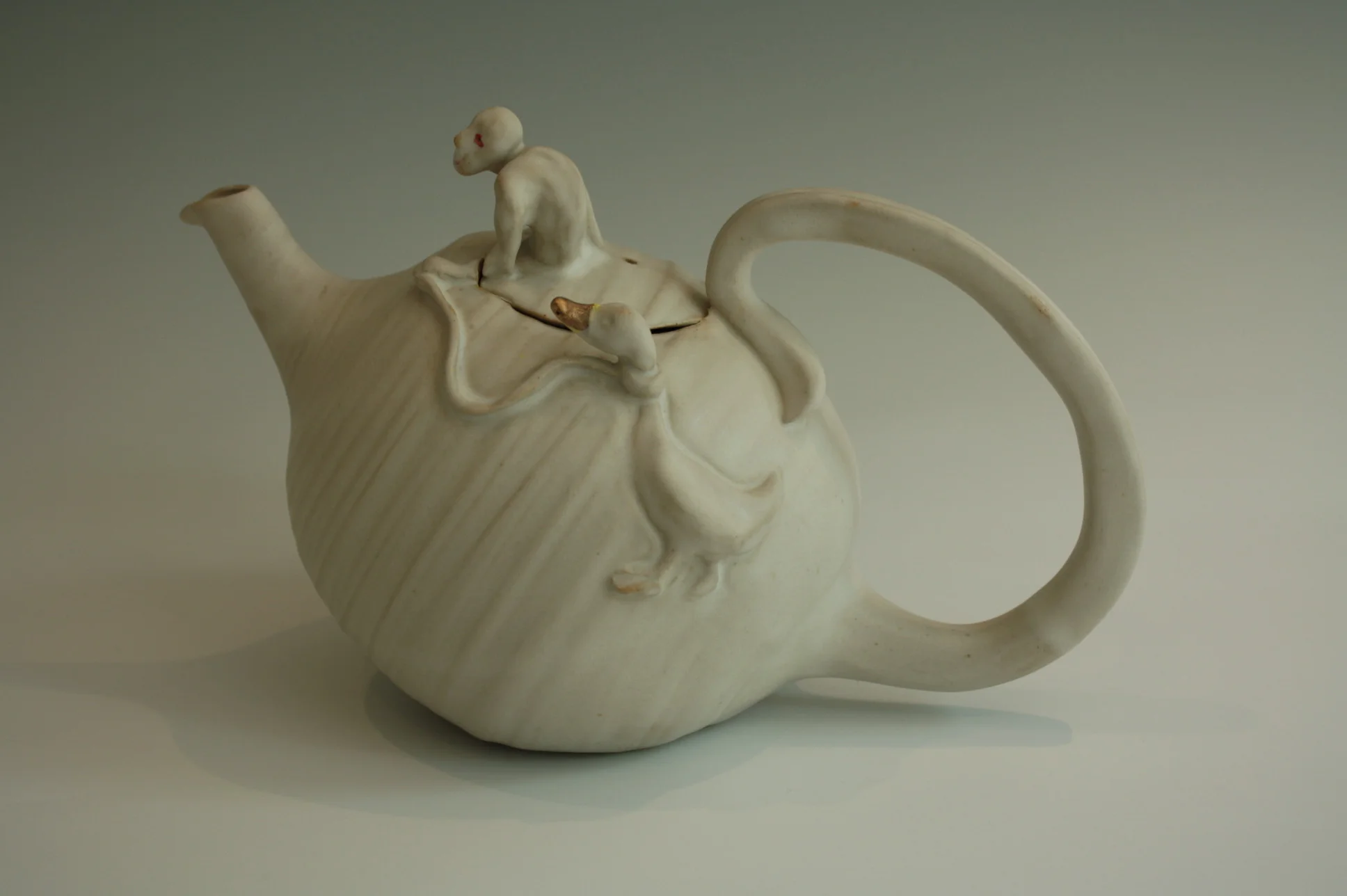 Man takes his Goose for a Walk Teapot 2013/4