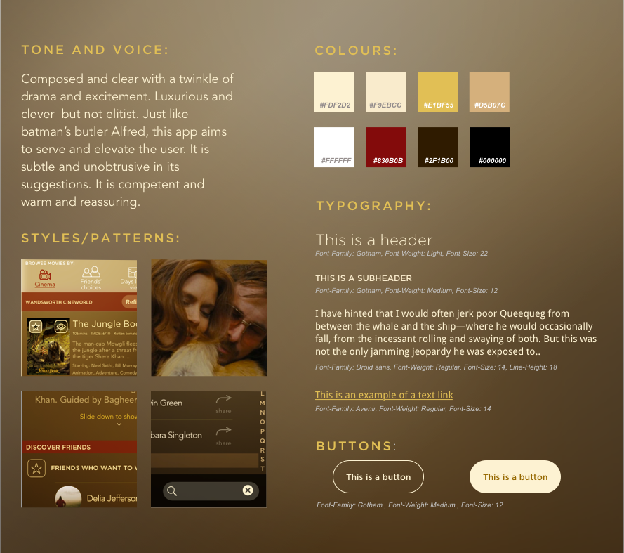 The style tile developed for the app