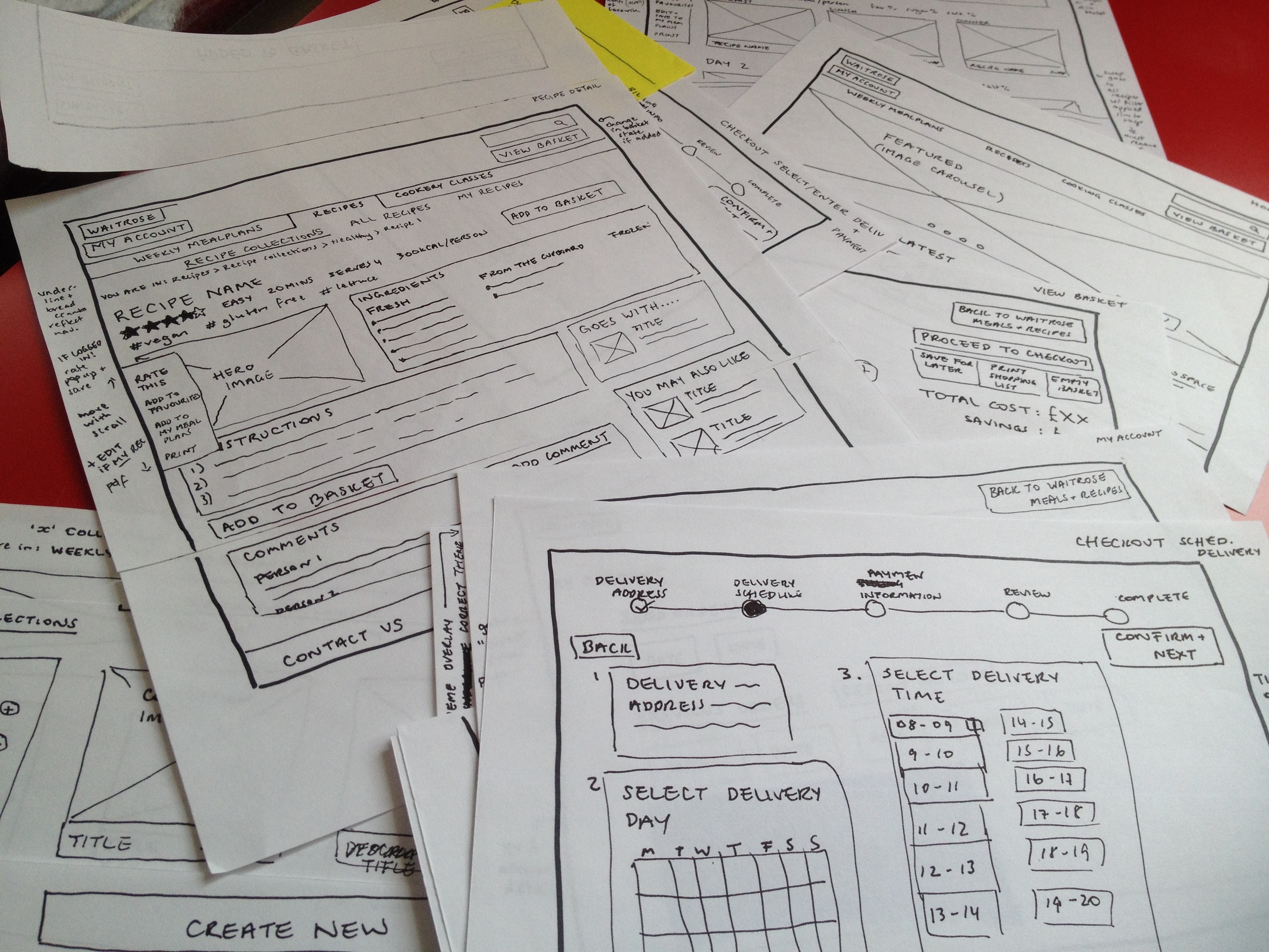 Low fidelity wireframe sketches